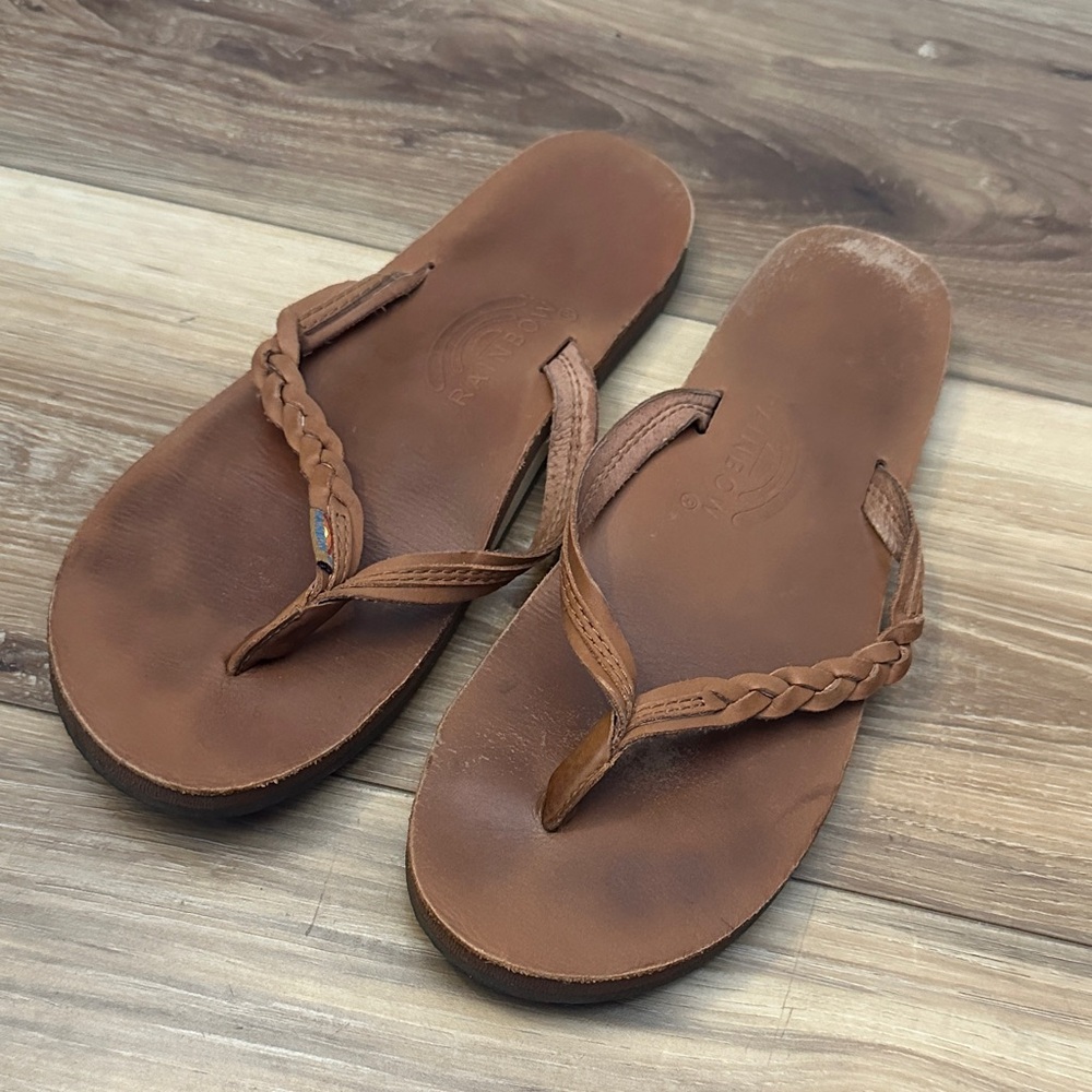 Rainbow Brown Leather Sandals